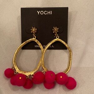 NWT Yochi Pom Pom Earrings